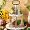 5 Pcs Easter Bunny Wooden Signs Bunny Decor Rustic Easter Tiered Tray Decor Easter Rabbit Table Sign with Colorful Bows Freestanding Easter Table Decorations for Easter Spring Party(Classic)